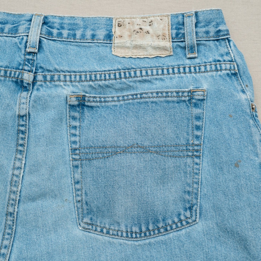 Vintage Bugle Boy Jeans 750 Baggy Denim Jean Shorts 33x9.5 Wide Leg Relaxed - Picture 11 of 13